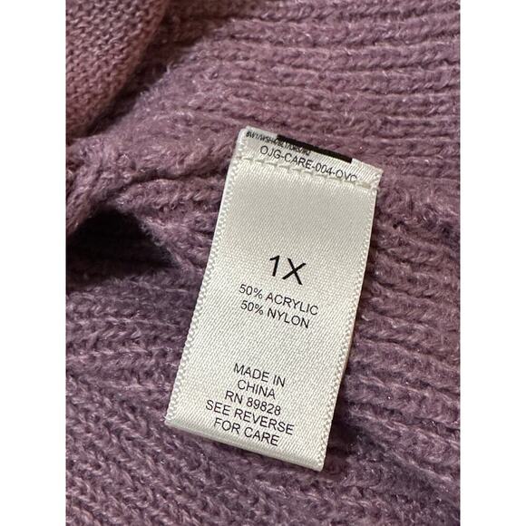 LOGO Lori Goldstein Sz 1X Tie Front Kelsey Cardigan Lavender‎ Longline Pockets - Picture 4 of 15